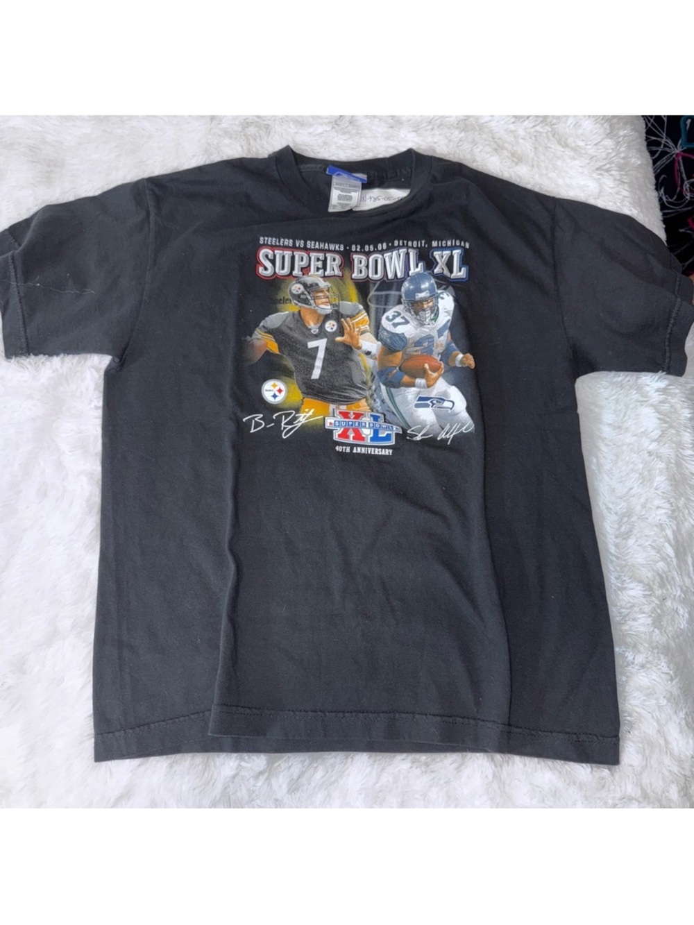 Reebok Steelers Seahawks Super Bowl XL Graphic Tee NFL Football Pitt Seattle